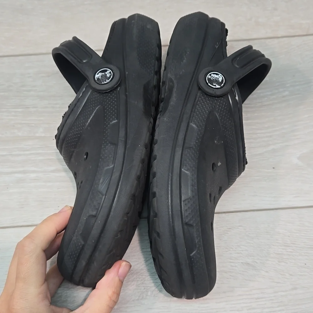 Crocs Kids Big Junior Black Clogs Mule Shoes Sz J3 Outdoor